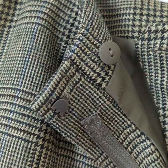 Talbots 90's Vintage 100% Wool Plaid High Rise Straight Leg Trousers Sage 10P - Picture 10 of 16